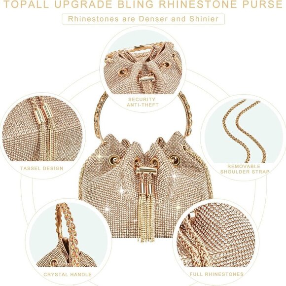 Rhinestone Evening Bag Silver Clutch Purse Women Prom Party Wedding